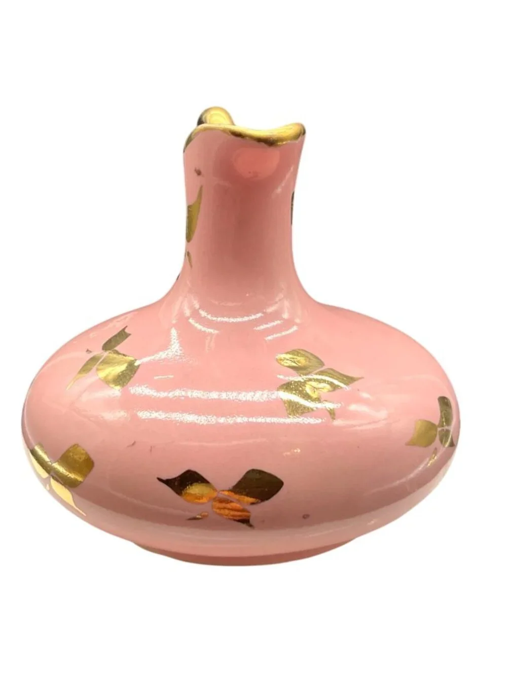 Vintage Le Pere 1950s Pink & Gold Bud Vase Pitcher 3.5